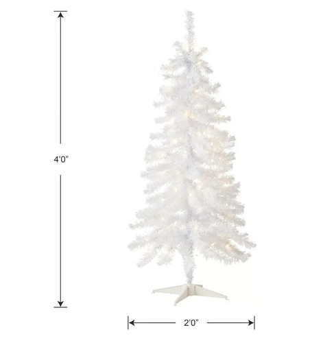 Pre lit white tinsel - ft,